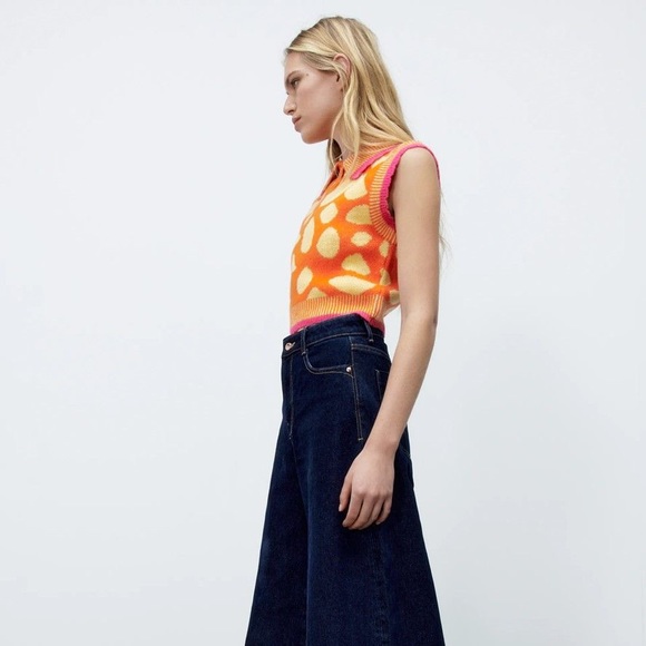 Zara JACQUARD KNIT VEST - Picture 3 of 9